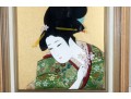 Japanese Oshie Art Geisha In Green Brocade