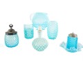 Blue And White Hobnail Depression Glassware