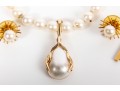 Art Deco 18K Gold Earrings & Teardrop Pearl Pendant