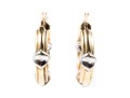 14k Yellow Gold Ribbed X-Motif Hoop Earrings