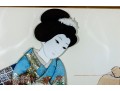 Two Framed Japanese Oshie Art Geishas