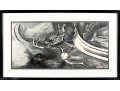 Eastern Dragon Framed Monochromatic Watercolor On Paper Painting