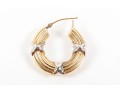 14k Yellow Gold Ribbed X-Motif Hoop Earrings