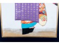 Large Vintage Japanese Mixed Media Geisha Oshie Collage