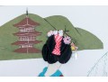 Large Vintage Japanese Mixed Media Geisha Oshie Collage