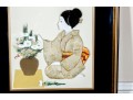 Two Framed Japanese Oshie Art Geishas