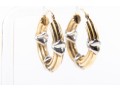 14k Yellow Gold Ribbed X-Motif Hoop Earrings