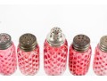 Cranberry Honeycomb Depression Glass Salt And Pepper Shakers