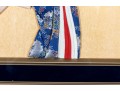 Vintage Japanese Oshie Geisha Art In Navy Brocade Kimono