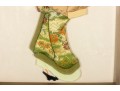 Japanese Oshie Geisha Art In Green/Khaki Brocade