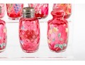 Floral Decorated Cranberry Glass Salt And Pepper Shakers