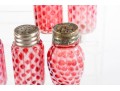 Cranberry Honeycomb Depression Glass Salt And Pepper Shakers