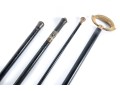 Four Vintage Brass/metal Cap Walking Canes