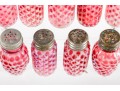 Cranberry Honeycomb Depression Glass Salt And Pepper Shakers