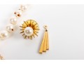Art Deco 18K Gold Earrings & Teardrop Pearl Pendant