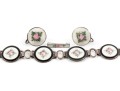 Vintage Sterling Silver Guilloche Enameled Floral Jewelry