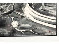 Eastern Dragon Framed Monochromatic Watercolor On Paper Painting
