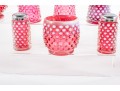 Fabulous Collection Of Cranberry Hobnail Depression Glass