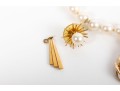 Art Deco 18K Gold Earrings & Teardrop Pearl Pendant