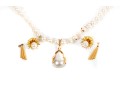 Art Deco 18K Gold Earrings & Teardrop Pearl Pendant