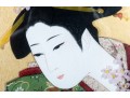 Japanese Oshie Art Geisha In Green Brocade