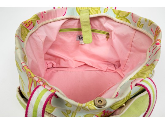 Lilly Pulitzer Cotton And Canvas Pink, Green And Blue Baby Bag