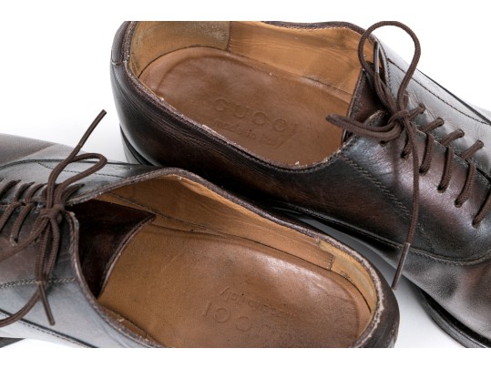 Gucci Gents Brown Leather Lace Up Loafers, Size 8 1/2