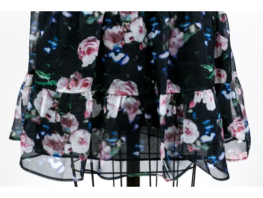 Rebecca Minkoff Breezy Short Sleeve Black Floral Mini Dress, Size Small