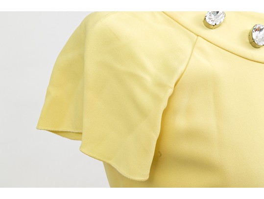 Modelo Giulietta Fabulous Short Sleeve Bedazzled Yellow Maxi Dress, Size 44