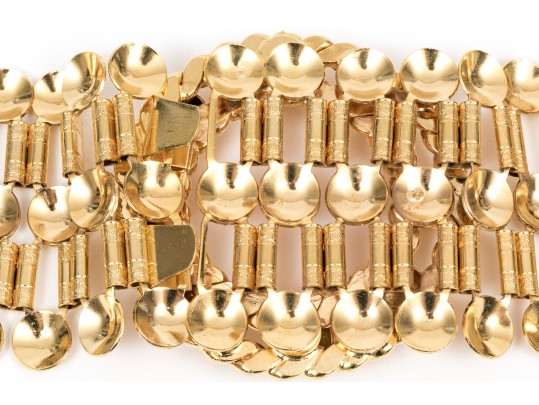 Pair Of Fabulous Vintage 1970's Gold Tone Metal Link Belts