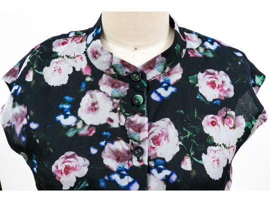 Rebecca Minkoff Breezy Short Sleeve Black Floral Mini Dress, Size Small