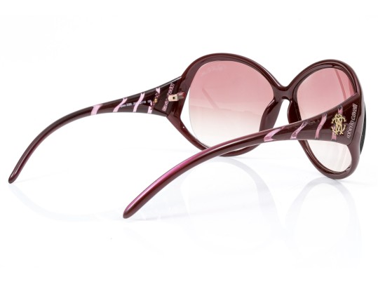 Roberto Cavalli Striking Burgundy Patterned Arm Acrylic Oversized Sunglasses