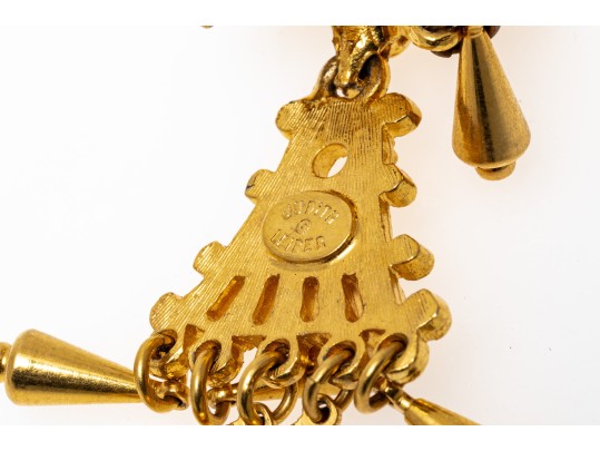 Judith Leiber Fabulous Vintage Gold Tone Fringed Doorknocker Drop Earrings