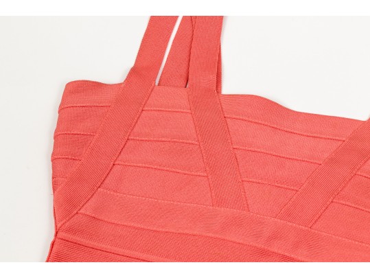 Hervé Léger Lovely Coral Sleeveless Sheath Dress, Size Small