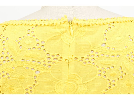 Nanette Lepore Adorable Yellow Cotton Eyelette Cap Sleeve Dress, Size 4