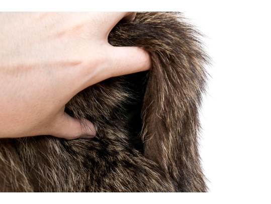 The Tepper Collection NY Tannish Brown Raccoon Fur Hooded Zip Jacket