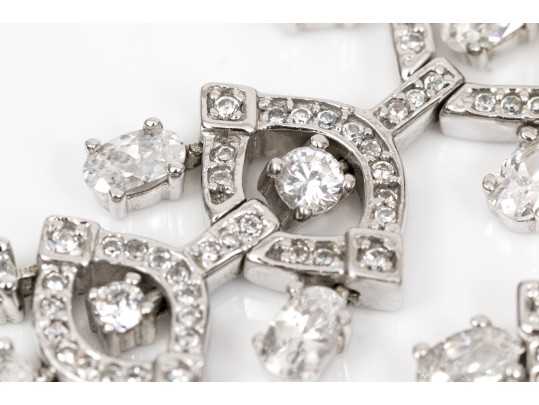 Shimmering Sterling And White Zirconia Chandelier Earrings