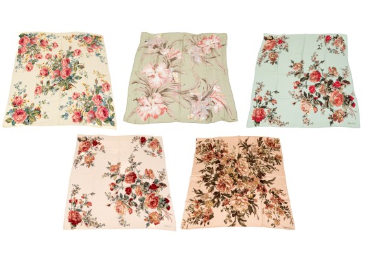 Ralph Lauren Lot Of Assorted Pastel Floral Motif Scarves