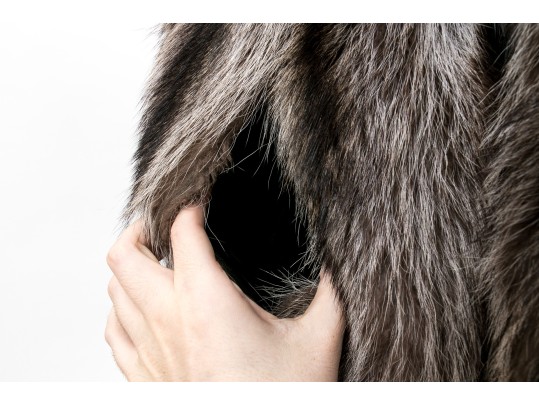Stylish Tannish Brown Raccoon Fur Hooded Zip Jacket