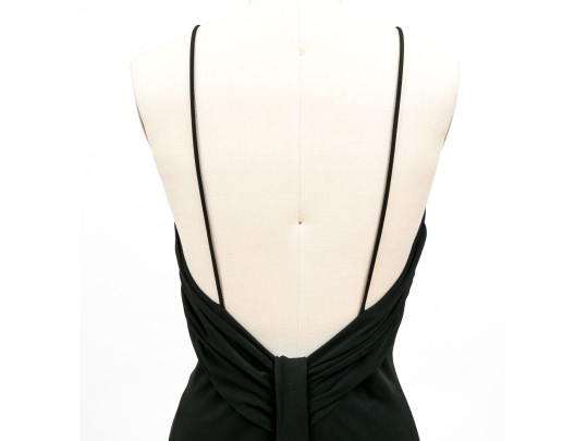 Andrea Polizzi Elegant Black Gathered Floor Length Sleeveless Dress, Size 4