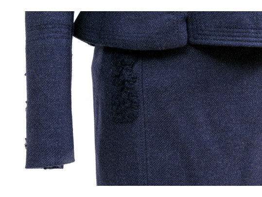 Blumarine Eye-catching Blue Wool And Cashmere Skirt Suit, Size 44 Italy (USA 8)