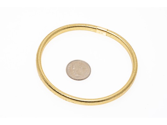 14k Yellow Gold Very Light Delicately Spun Gold Slip On Bangle Bracelet