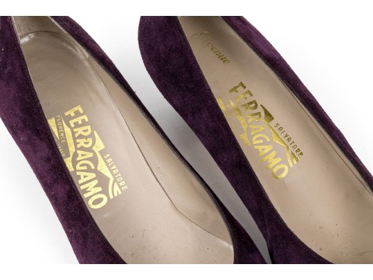 Salvatore Ferragamo Striking Purple Suede Pumps, Size 10B