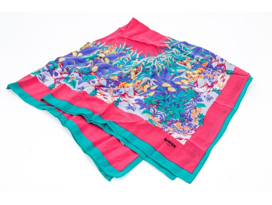 Assorted Lot Of Four Vintage French Silk Scarves, Including Rodier