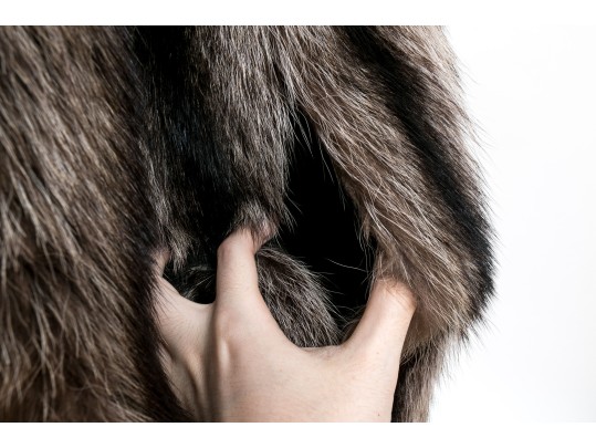 Stylish Tannish Brown Raccoon Fur Hooded Zip Jacket