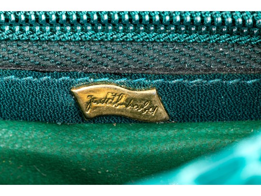 Judith Leiber Handsome Teal Lizard Mini Purse/key Chain