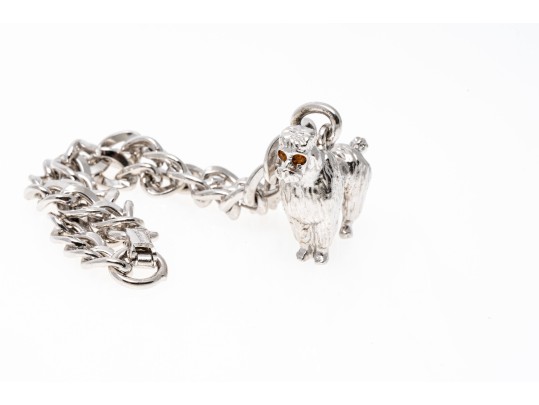 Sterling Silver Fun Poodle Motif Charm Bracelet