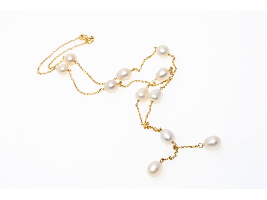 14k Yellow Gold Classic Tin Cup Cultured Freshwater Pearl Style 