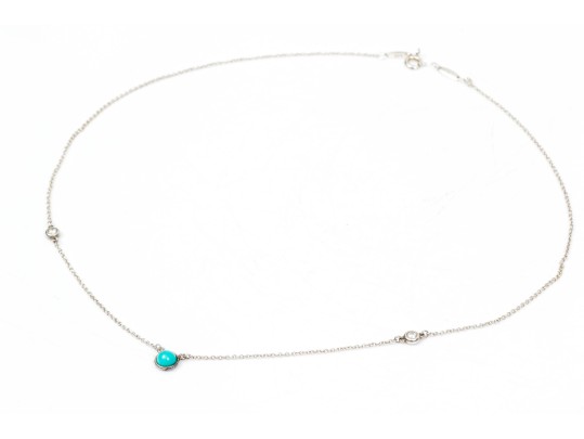Sterling Tiffany & Co. Peretti Turquoise And Diamond Necklace