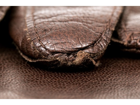 Coach Handsome Brown Leather And Silk Gloves, Size 7 1/2